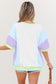 Purple Color Block Patchwork Half Sleeve Oversized T Shirt