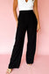 Fiery Red Pleated Detail Pull On High Elastic Waist Loose Straight Pants