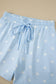 White Exposed Seam Detail Polka Dot Loose Tee Drawstring Shorts Set