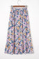 Floral Lace Up High Waist Ruffle Maxi Skirt