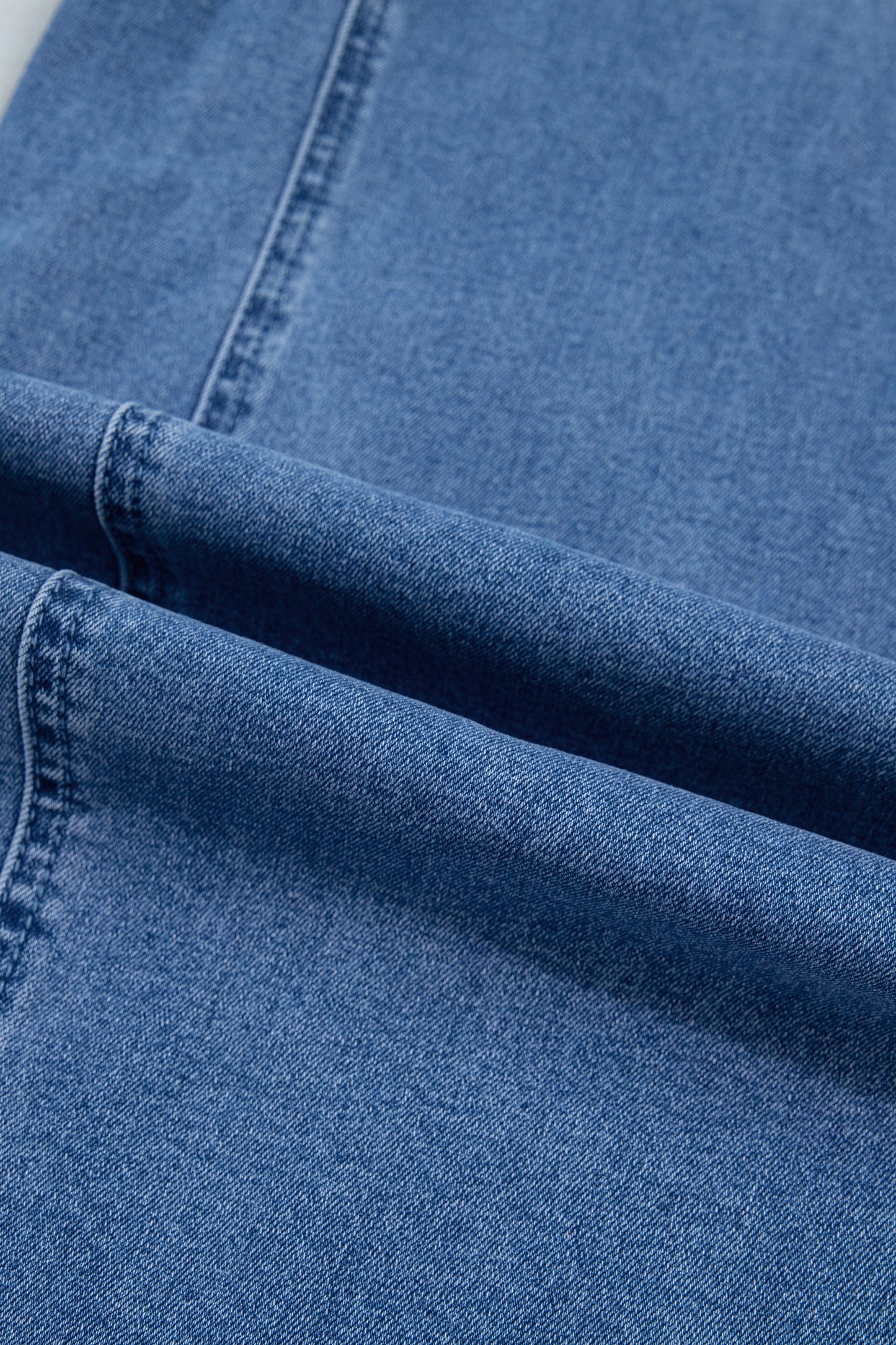 Beau Blue Solid Patchwork Grommet Tie Waist Loose Ankle-Length Jeans