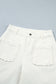 Yellow Solid Color Scalloped Patch Pocket Shift Jeans