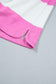 Rose Stripe Colorblock Trim Polo Tee Drawstring Mini Skirt 2pcs Set