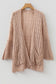 Old Rose Drop Shoulder Crochet Knit Open Front Cardigan