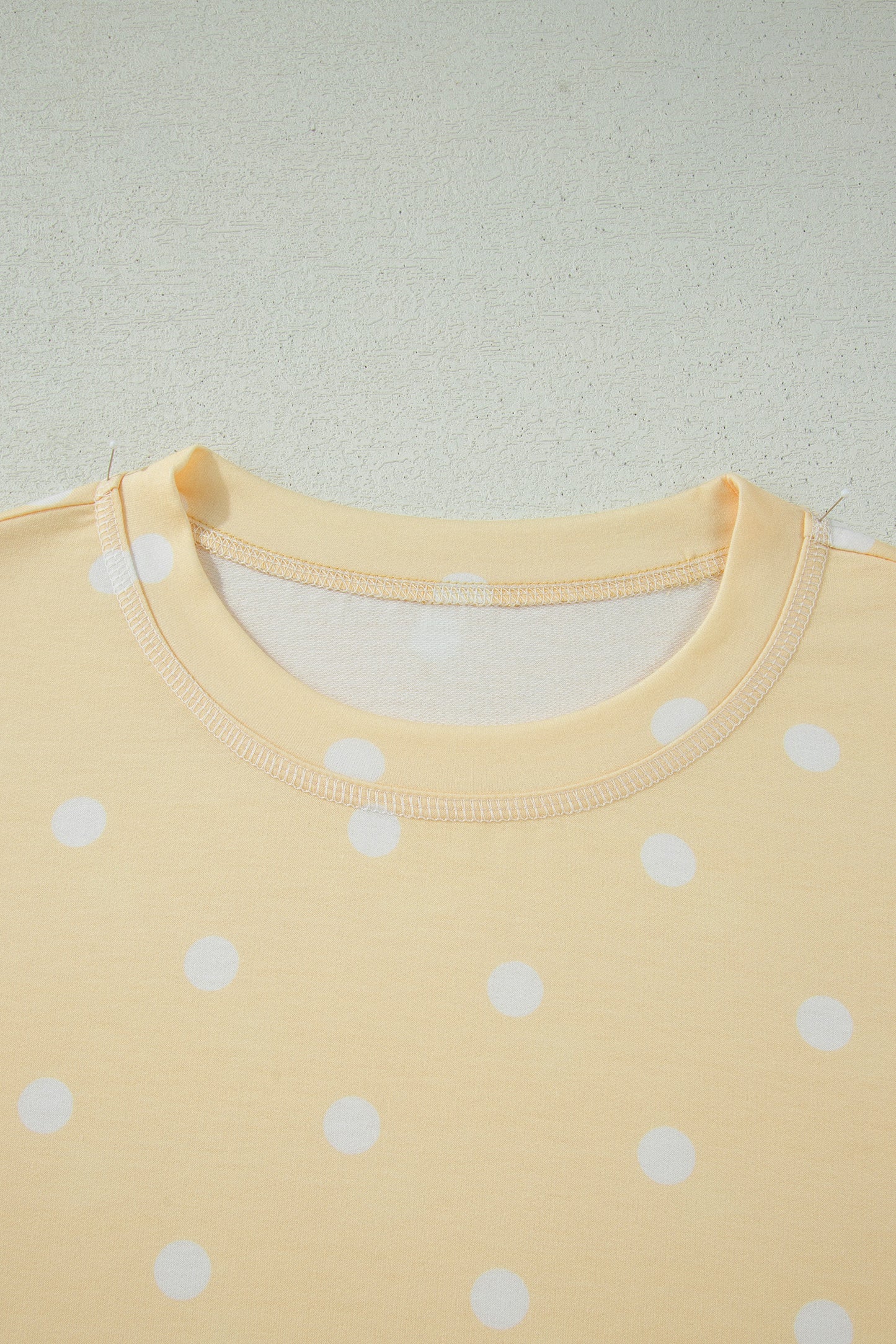 White Exposed Seam Detail Polka Dot Loose Tee Drawstring Shorts Set