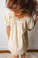 Multicolour Floral Print Contrast Ribbon Bow Lace Trim Square Neck Mini Dress