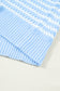 Green Stripe Short Sleeve Knit V Neck Bow Knot Sweater