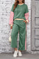 Blackish Green 2pcs Color Block Pullover Loose Pant Set