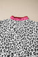 Gray Ruffled Trim V Neck Leopard Print Short Sleeve Blouse