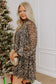 Brown Leopard Print Long Sleeve Short Shift Dress