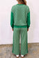 Red Color Block Plaid Patchwork Long Sleeve Pullover Wide Leg Pant Set