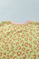 Brown Plus Size Leopard Print Contrast Polka Dot Trim Long Sleeve Top