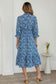 Brown Floral Printed Frilled V Neck Bracelet Sleeve Long Dress