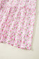 Pink Floral Short Bubble Sleeve Shirred High Waist Maxi Dress