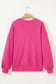 Rose Red Lucky Clover Embroidered Loose Pullover Sweatshirt