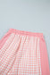 Red Color Block Plaid Patchwork Long Sleeve Pullover Wide Leg Pant Set