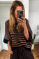 Black Stripe 3/4 Draped Sleeve Slouchy Sweater