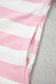 Pink Stripe Color Block Patchwork Zip Long Sleeve Top Elastic Waist Pants Set