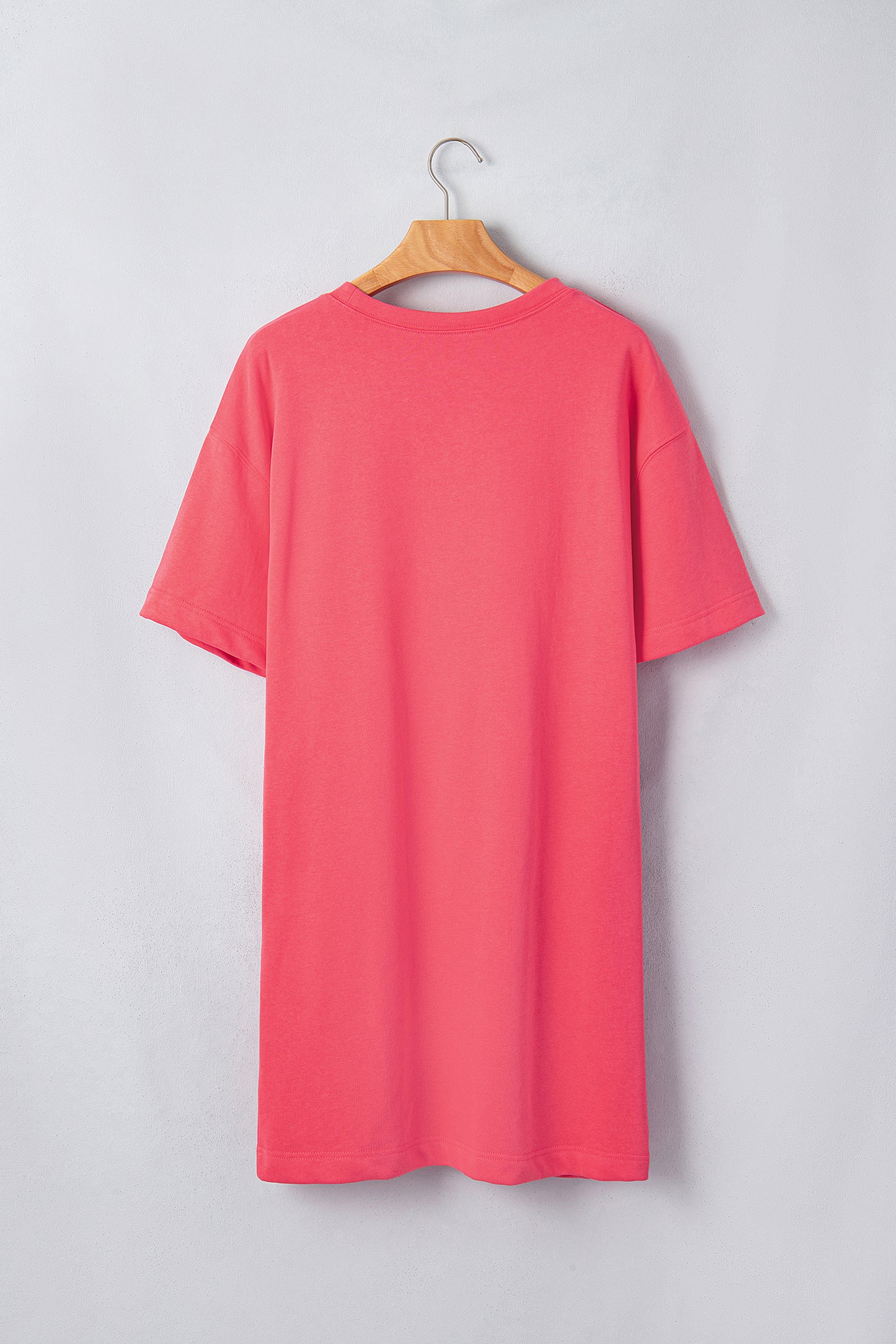 Coral Paradise Drop Shoulder Loose Casual T Shirt Mini Dress