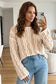 Pink Wavy Detail Hollow Out Knit Long Sleeve Cotton Pullover Sweater