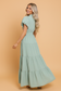 Solid V-Neck Short Puff Sleeve Tiered Maxi Dress