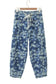 Sky Blue Dainty Floral Printed Drawstring Barrel Jeans