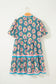 Green Leopard Floral Short Dress