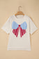 White Loose Knit Vintage Flag Bow Patched T Shirt
