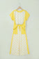 Yellow Color Block Patchwork Polka Dot Wide Leg Pant Set