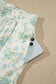 Sky Blue Floral Print Short Sleeve Elastic Waist Pocket Casual Two Piece Short Sets