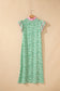 Pink Floral Print Color Block Patchwork V Neck Short Sleeve Midi Dress