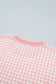 Red Color Block Plaid Patchwork Long Sleeve Pullover Wide Leg Pant Set