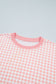 Red Color Block Plaid Patchwork Long Sleeve Pullover Wide Leg Pant Set