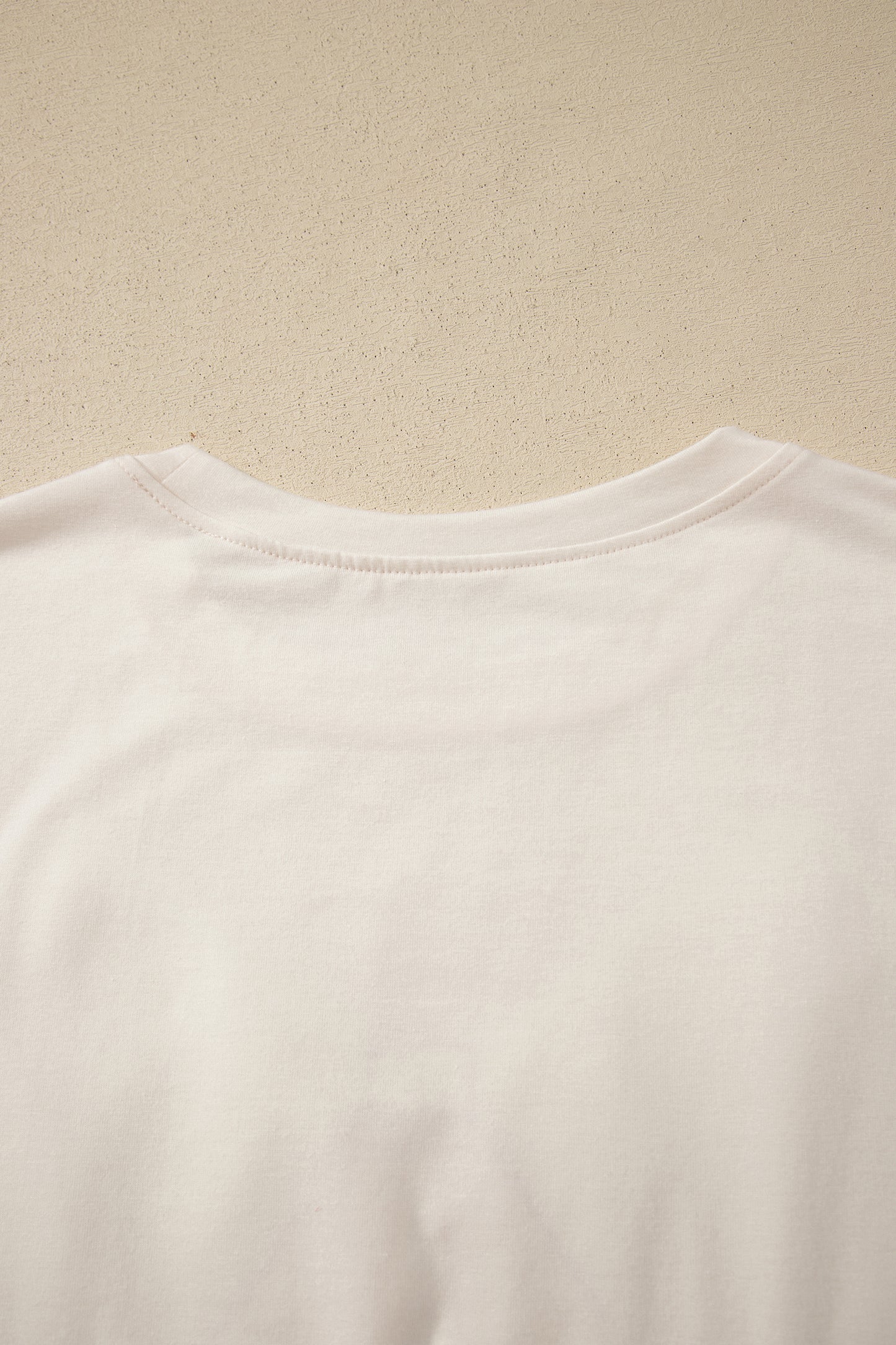 White Loose Knit Vintage Flag Bow Patched T Shirt