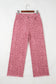 Brown Leopard Frayed Edge Wide Leg High Waist Jeans