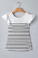 White Stripe Contrast Knot Back Ruffle Trim Tank Top