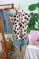 Khaki Leopard Printed Ruffle Sleeve Summer Blouse