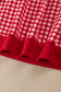 Red Color Block Plaid Patchwork Long Sleeve Pullover Wide Leg Pant Set