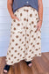 Brown Polka Dot Elastic Waist Wide Leg Plus Size Pants