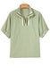 Green Plaid Short Sleeve Colorblock Trim Split Neck Blouse