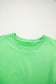 Green Solid Color Puffy Loose Top Drawstring Shorts 2pcs Outfit