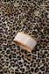 Khaki Contrast Striped Trim V Neck Leopard Shirt