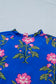 Blue V Neck Short Sleeve Loose Flower Dress