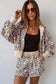 Multicolour Leopard Zip-Up Hooded Drawstring Pant Set