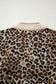 Khaki Contrast Striped Trim V Neck Leopard Shirt