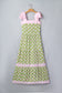 Green Floral Print Striped Detail Knot Straps Maxi Dress