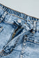 Beau Blue Frayed Studded Detail Wide Leg Pocketed Jeans