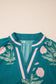 Green Casual Wild Flower Print V Neck 3/4 Sleeve Blouse