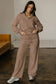Bright Pink Polo Collar V Neck Pullover and Drawstring Sweatpants Set
