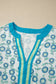 Red Sunflower Printed Contrast Trim V Neck Flutter Sleeve Blouse